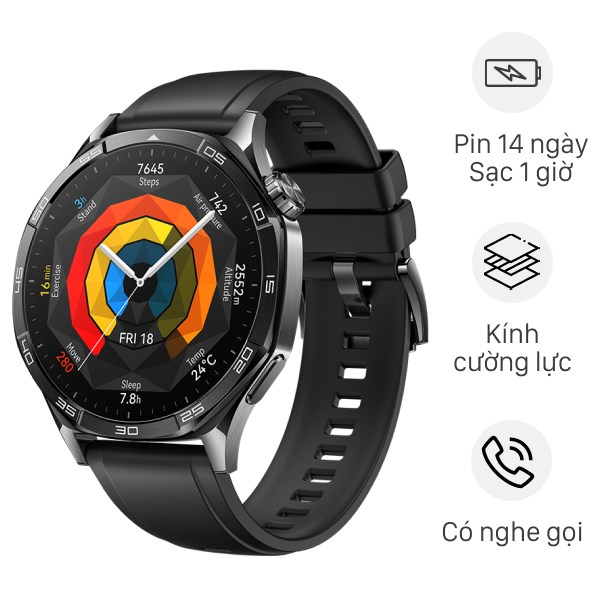 Huawei Watch GT 5 46mm viền thép dây cao su