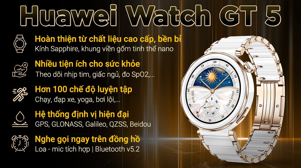 Đồng hồ thông minh Huawei Watch GT 5 Pro 42mm viền gốm dây gốm