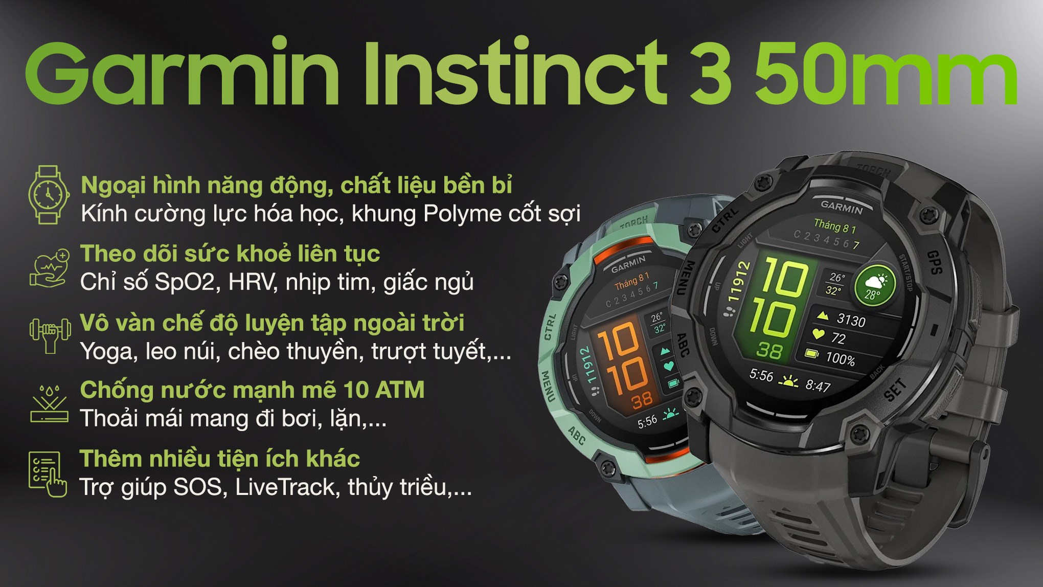 Đồng hồ thông minh Garmin Instinct 3 50mm