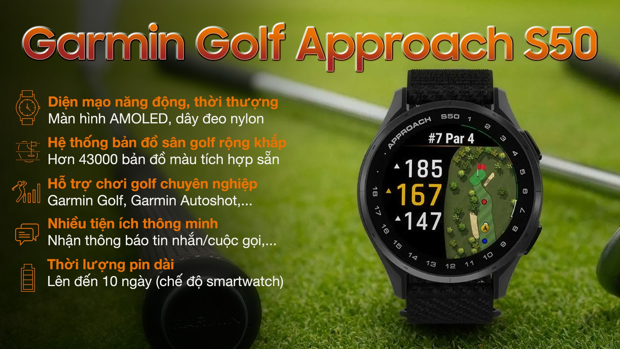 Đồng hồ thông minh Garmin Approach S50 43mm