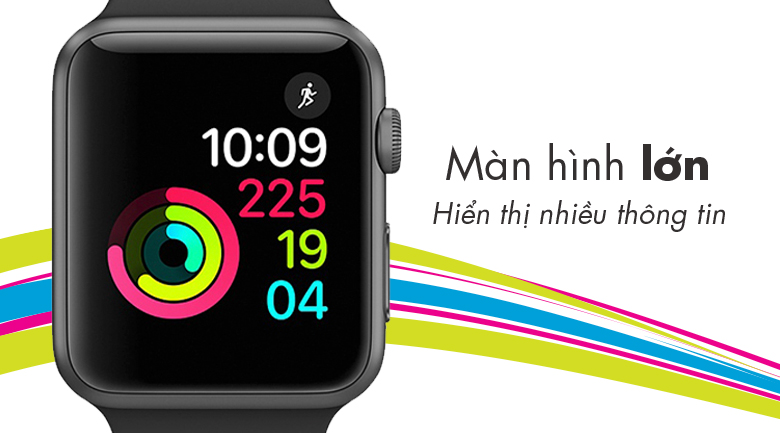 Apple Watch S1, 42mm viền nhôm, dây cao su màu đen