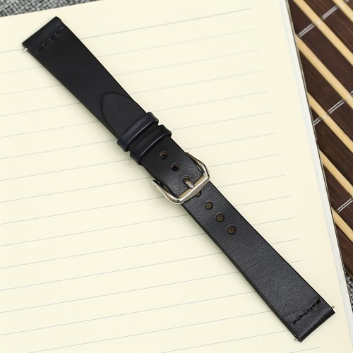 Dây da tổng hợp đồng hồ 16mm DVM2K3 Đen Màu Đen