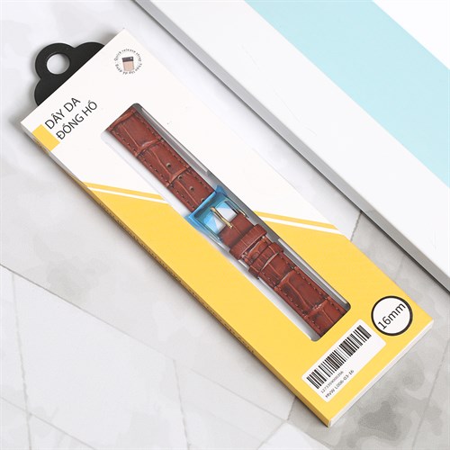 Dây da đồng hồ 16mm L006-03-16 Nâu Màu Nâu