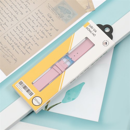 Dây da đồng hồ 16mm L020-03-16 Hồng Màu Hồng