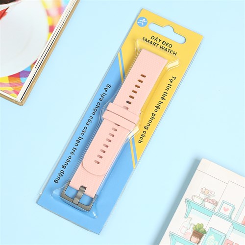Dây silicone đồng hồ 22mm RZ-JM20 Hồng Màu Hồng