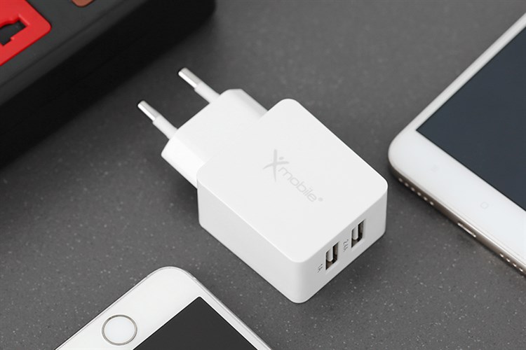 Adapter sạc 2 cổng USB 12W Xmobile DS476 Màu Trắng