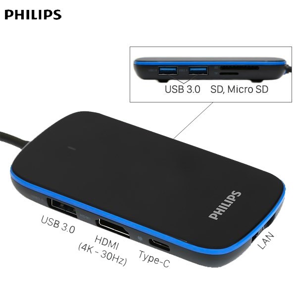 Adapter chuyển đổi Type C 8 in 1 Philips SWR1605D