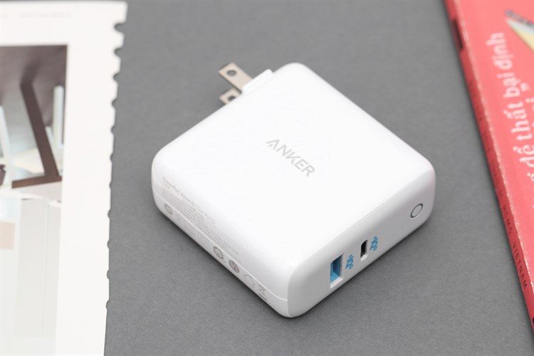 Adapter sạc 2 cổng USB Type C PD 45W Anker PowerPort Atom III A2322 Màu Trắng