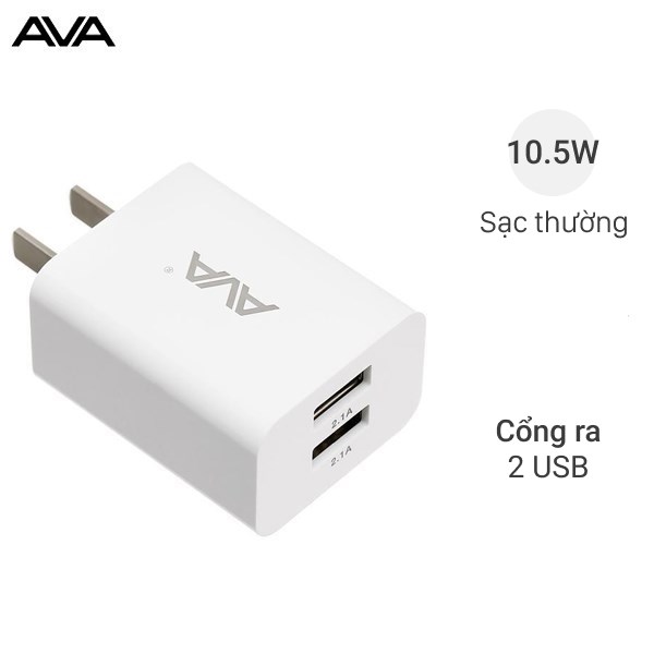 Adapter sạc 2 cổng USB 10.5W Dual AVA U215A