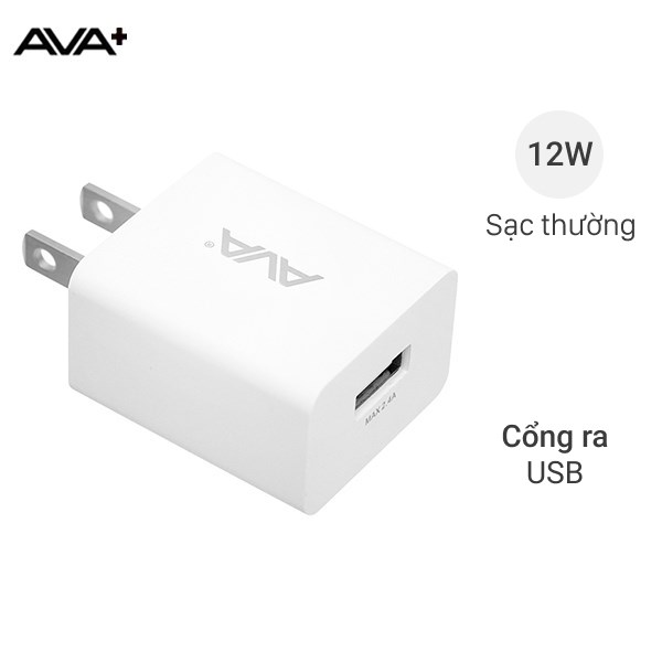 Adapter sạc USB 12W AVA  ASUC01