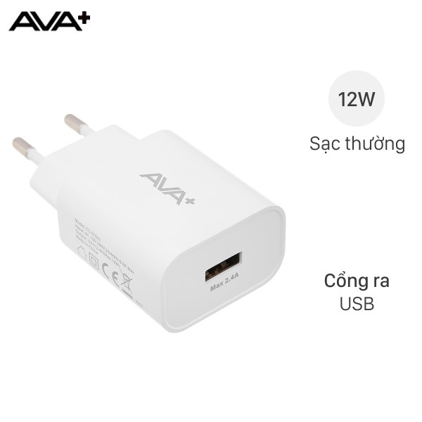 Adapter Sạc USB 12W AVA  CS-TC021