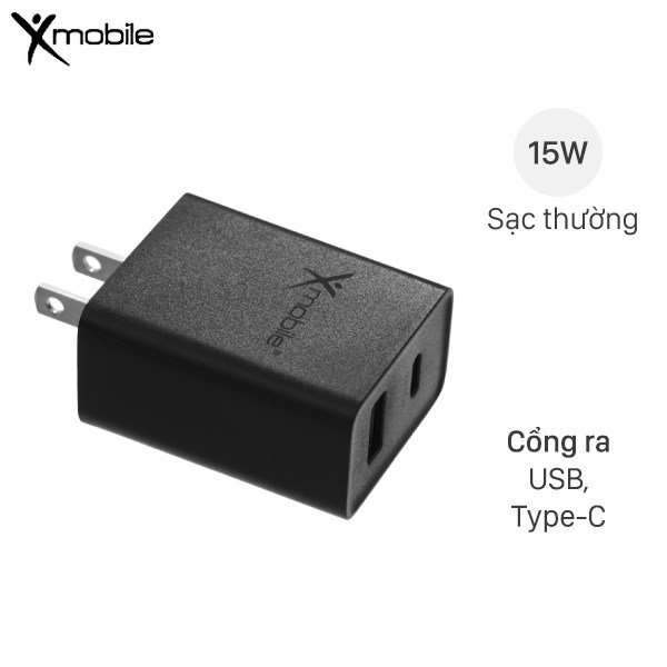 Adapter Sạc 2 cổng USB Type C 15W Xmobile MFK3A