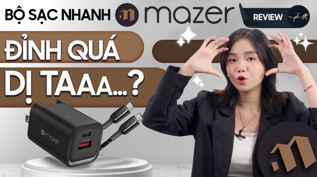 Adapter Sạc 2 cổng USB Type C PD QC 3.0 GaN 33W Mazer T33W