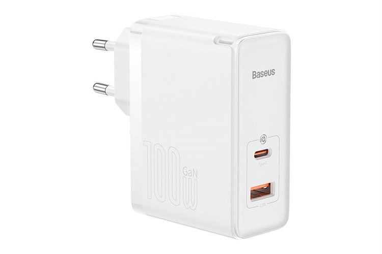 Bộ Adapter Sạc 2 cổng USB Type C PD QC 3.0 GaN5 kèm Cáp Type C - Type C 1m 100W Baseus CCGAN100E5 Màu Trắng