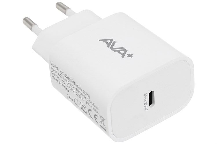 Adapter Sạc Type C PD 20W AVA+ CS-CHG078 Màu Trắng