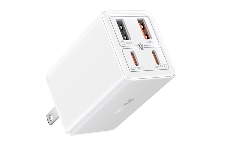 Bộ Adapter Sạc 4 cổng USB Type C PD QC 3.0 GaN6 Pro 65W kèm Cáp Type C - Type C 1m Baseus CCGAN65S6 Màu Trắng