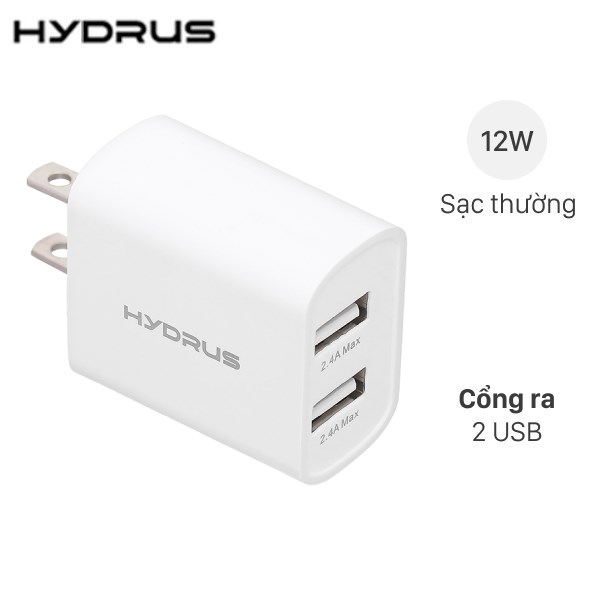 Adapter Sạc 2 cổng 12W Hydrus ZC102U