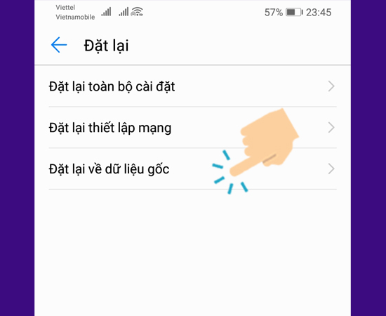 Đặt lại về dữ liệu gốc