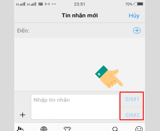 Bước 5: Kết quả, bạn có thể kiểm tra trong tin nhắn và điện thoại gọi sẽ có hiển thị 2 sim nhé!