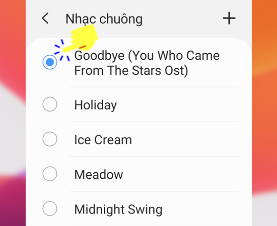 Chọn nhạc chuông theo ý thích.