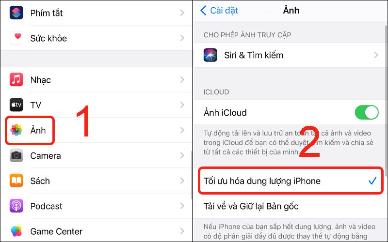 Tối ưu hóa dung lượng iPhone với Ảnh