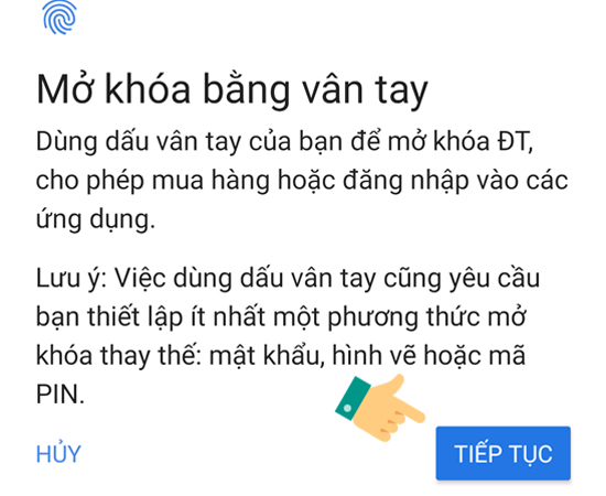 bạn chọn Tiếp tục