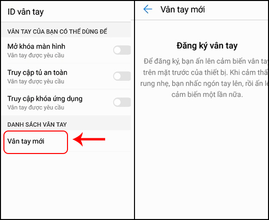 Chọn Vân tay mới