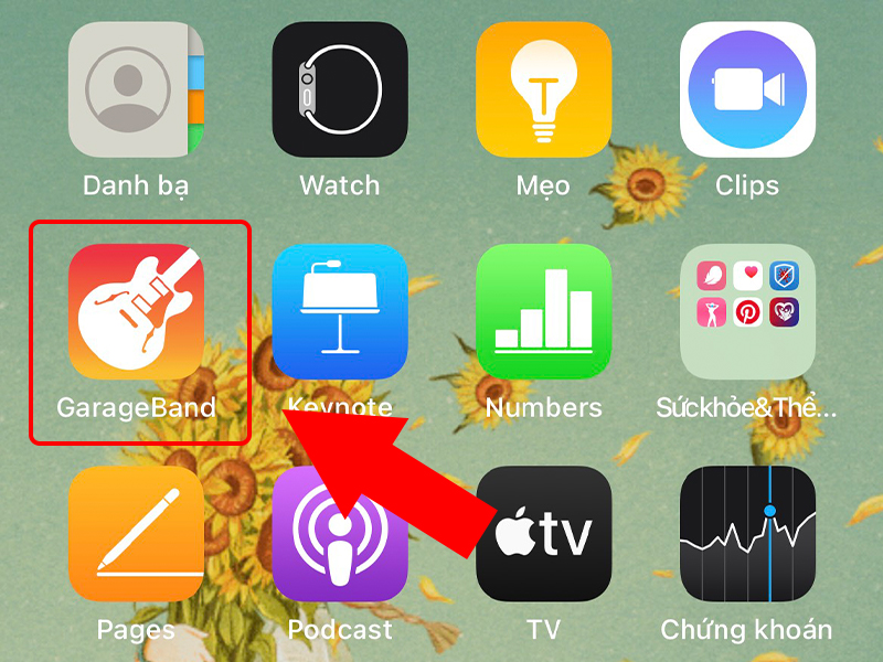 Mở ứng dụng GarageBand trên điện thoại