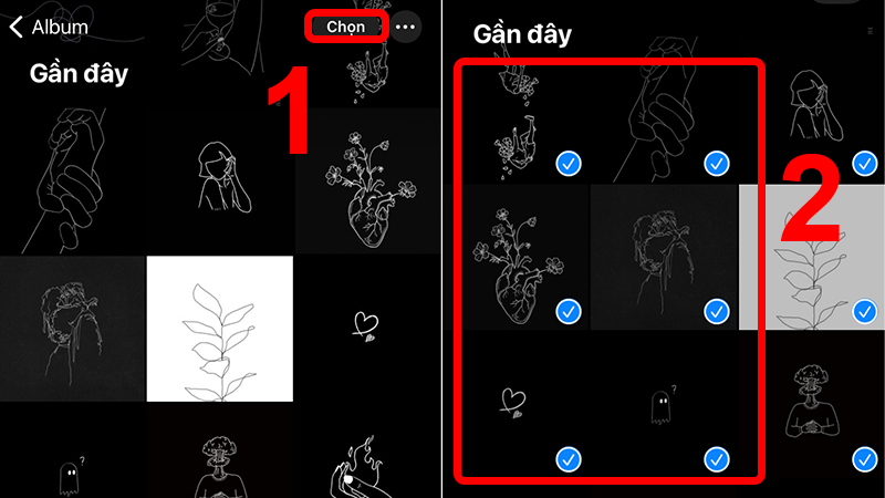 Chọn 1 hoặc nhiều mục cần xóa