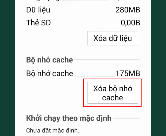 Bước 3: Chọn Xóa bộ nhớ cache.