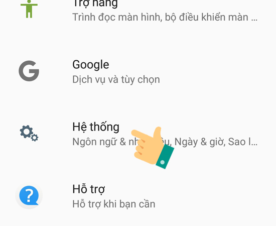 Bước 2: Tiếp theo, kéo xuống và chọn Hệ thống.