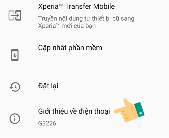 Bước 3: Bạn tìm và chọn dòng Giới thiệu về điện thoại.