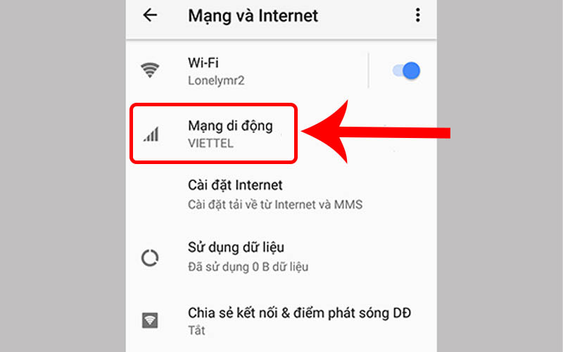 Chọn Mạng di động