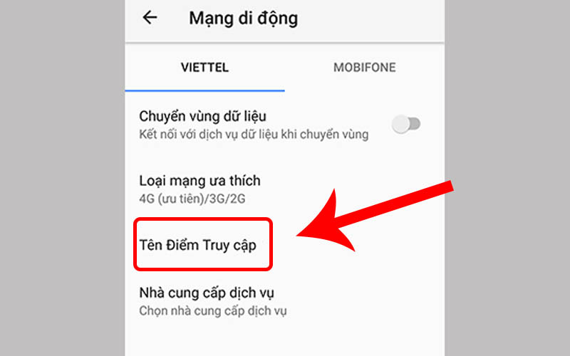 Nhấn vào tên điểm truy cập
