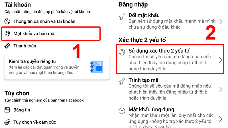 Đi đến mục Sử dụng xác thực 2 yếu tố