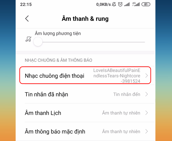 Bước 3: Tiếp theo chọn vào Nhạc chuông điện thoại.