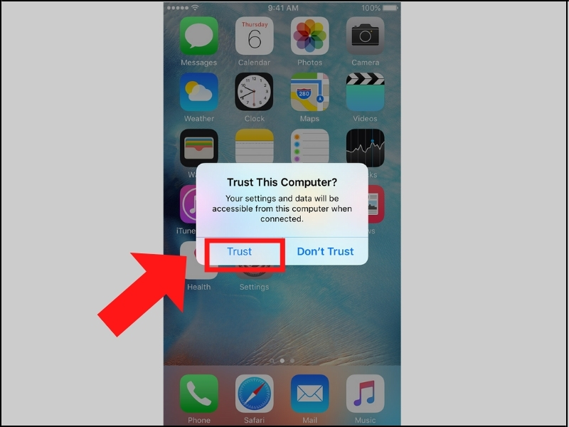 Chấp nhận cho iPhone tin tưởng máy tính