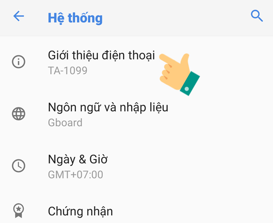 Bước 3: Tại đây, tìm đến mục Giới thiệu điện thoại.