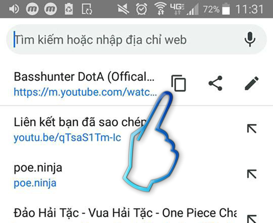 - Bước 3: Copy link bằng cách nhấn biểu tượng copy trên thanh địa chỉ.