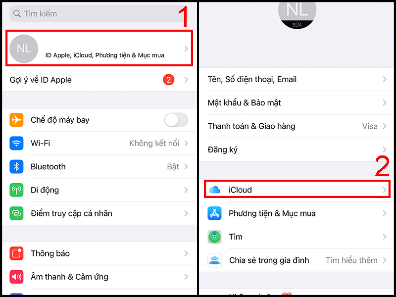 Truy cập vào iCloud