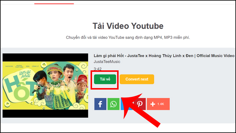 Tải video trên YouTube bằng YT1s online