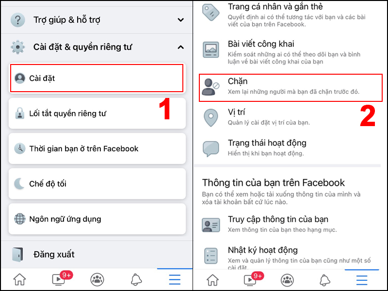 Truy cập vào tính năng 