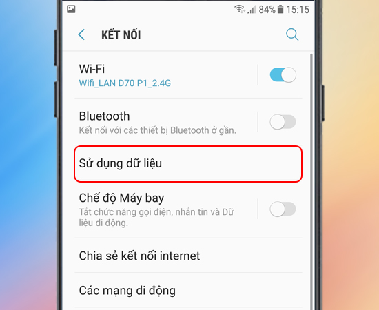 Bước 3: Tiếp theo bạn vào Sử dụng dữ liệu.