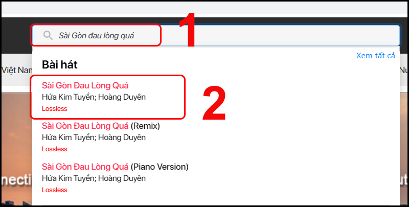 Tìm bài hát muốn tải bằng ô tìm kiếm