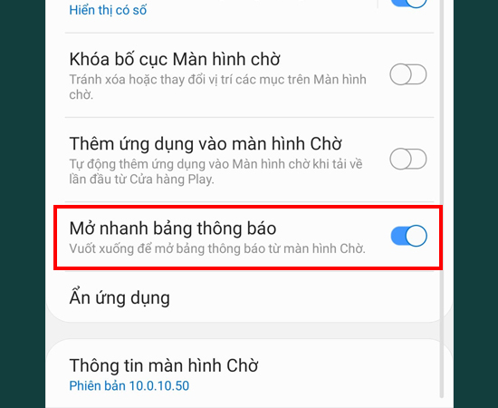 Bước 4: Tại đây, bạn sẽ thấy Mở nhanh thông báo và hãy bật tính năng này lên.