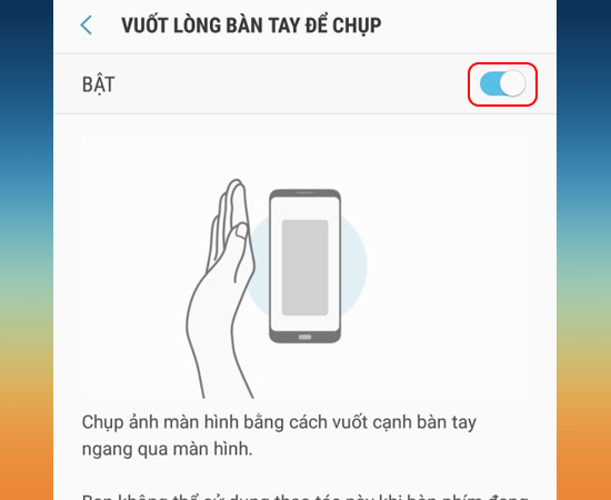  Bật vuốt lòng bàn tay để chụp