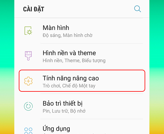 Chọn Tính năng nâng cao