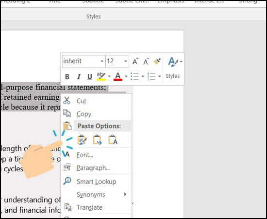 Kích chuột phải chọn Paste hoặc nhấn tổ hợp phím ctrl+V để dán đoạn văn bản đã được chuyển đổi