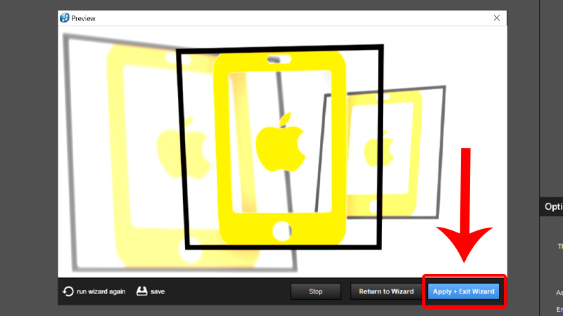 Nhấn Apply + Exit Wizard
