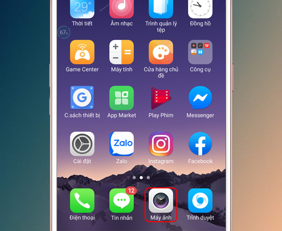 Bước 1: Đầu tiên bạn vào Máy ảnh.